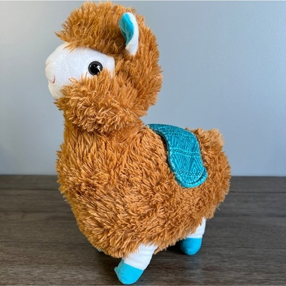Kellytoy Brown Alpaca with Teal Saddle‎ Plush - Picture 1 of 5